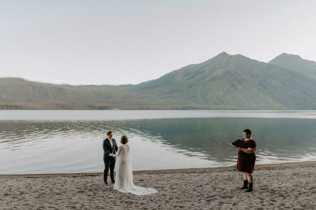 epic lesbian elopement at Lake McDonald Glacier National Park