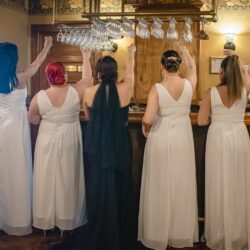 Bridesmaids in white photos by MA wedding photographer Emma Thurgood Photography as seen on offbeat bride 17 - When the bride's in a black wedding dress with bridesmaids in white! Bridesmaids in white photos by MA wedding photographer Emma Thurgood Photography as seen on offbeat bride 17