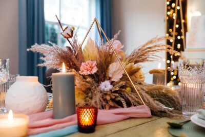 Triangle table centerpiece or geometric decor