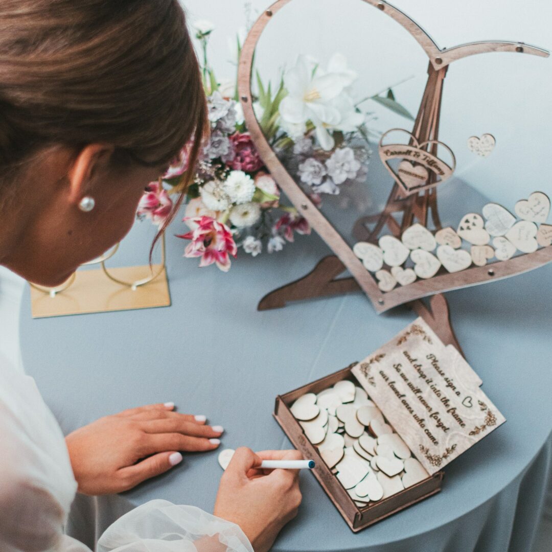 Hearts Wedding Guest Book Alternative, Custom Drop Box