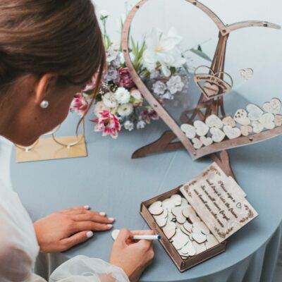 Hearts Wedding Guest Book Alternative, Custom Drop Box
