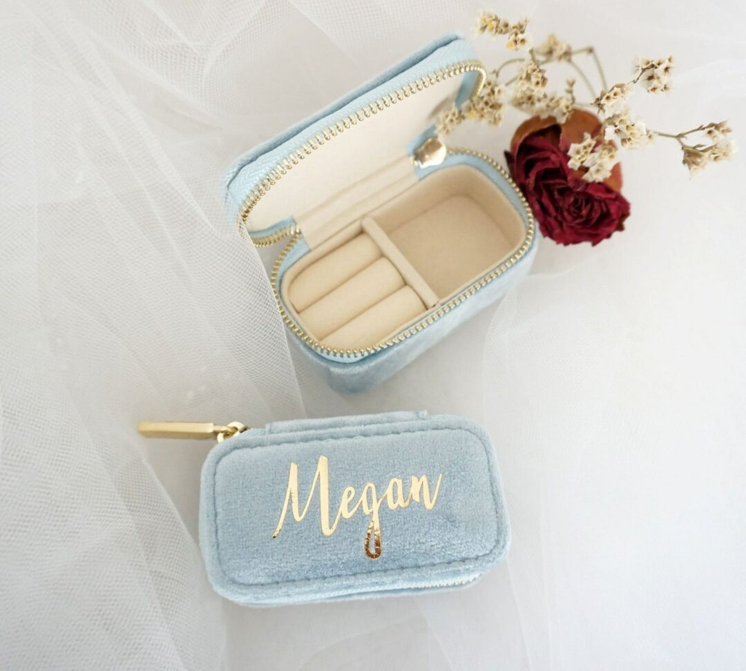 Italian Velvet Mini Jewelry Case for wedding party members