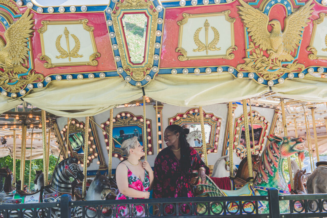 This playful carousel engagement shoot will bring out your inner