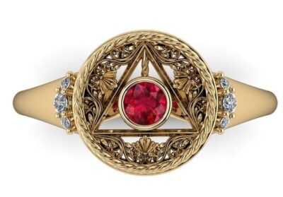 CROSSROADS: Wizard Inspired Engagement Ring with natural Ruby & Canadian Diamonds