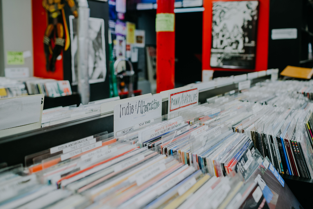 A rock 'n' roll elopement in a record store 2 from Offbeat Wed (formerly Offbeat Bride) rock n roll elopement Laura Diliberto Photography3 alternative wedding ideas from Offbeat Wed (formerly Offbeat Bride)