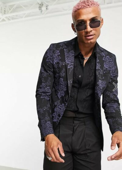 Bolongaro Trevor floral super skinny fit suit jacket