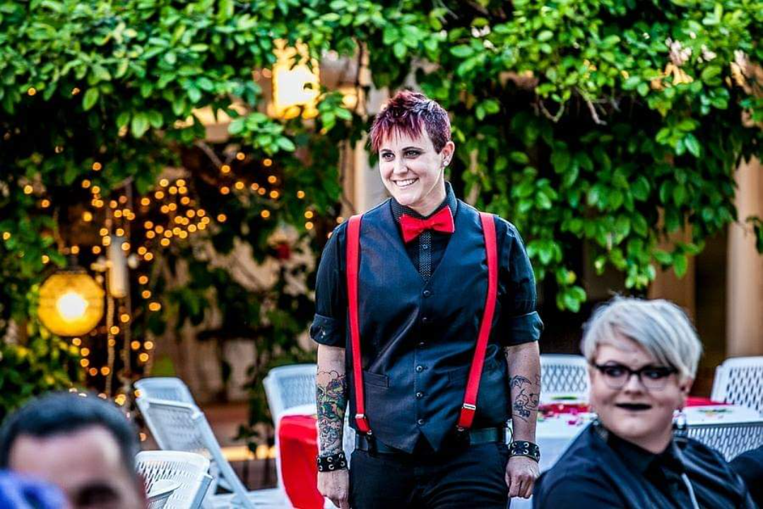Rockabilly wedding nontraditional red wedding dress Photos by Charles Lee Photography11