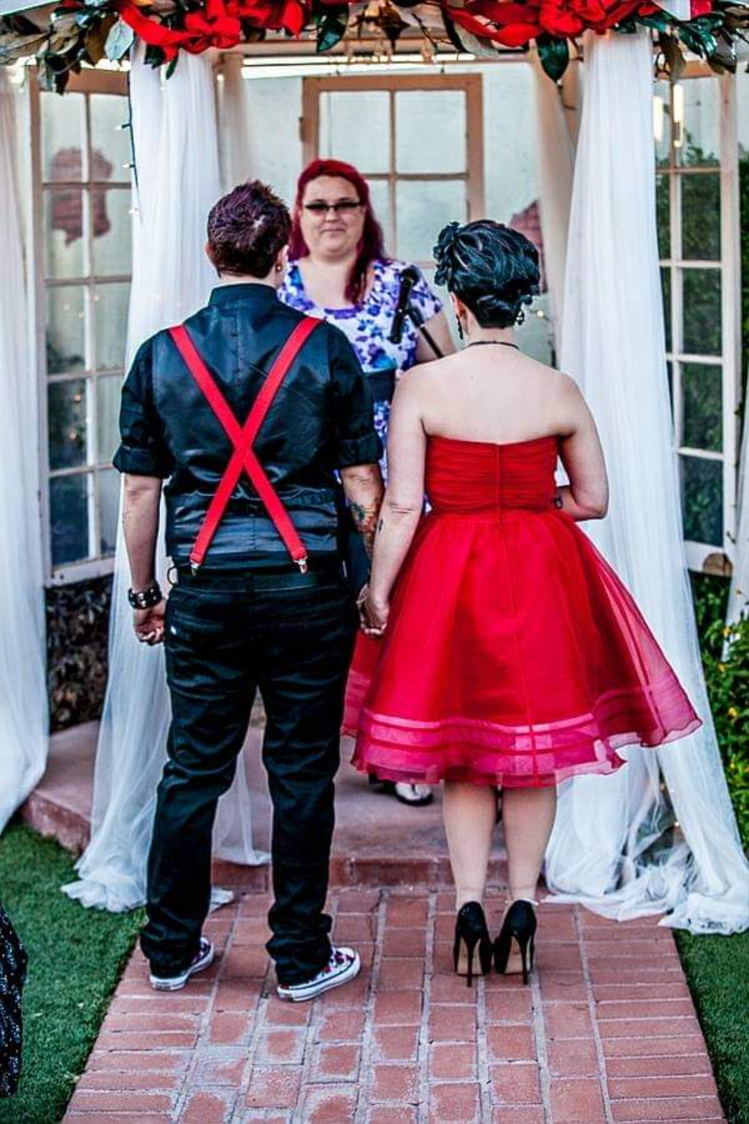 Rockabilly wedding nontraditional red wedding dress Photos by Charles Lee Photography13