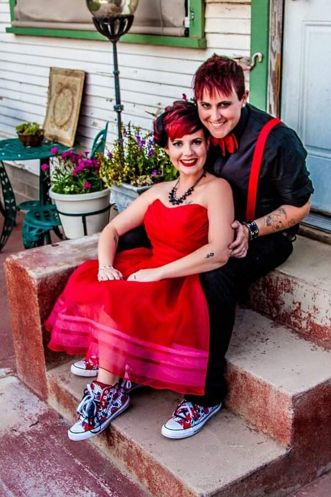 Rockabilly wedding nontraditional red wedding dress Photos by Charles Lee Photography15