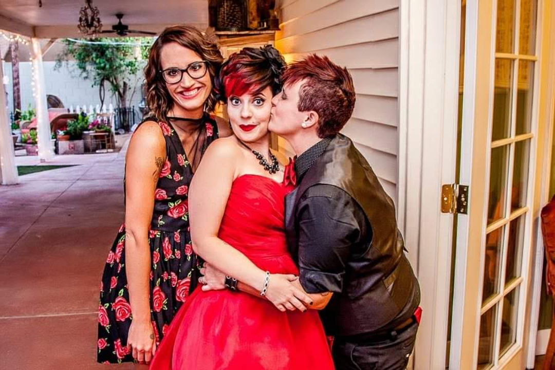 Rockabilly wedding nontraditional red wedding dress Photos by Charles Lee Photography18