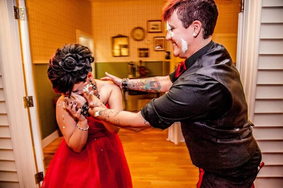 Rockabilly wedding nontraditional red wedding dress Photos by Charles Lee Photography20