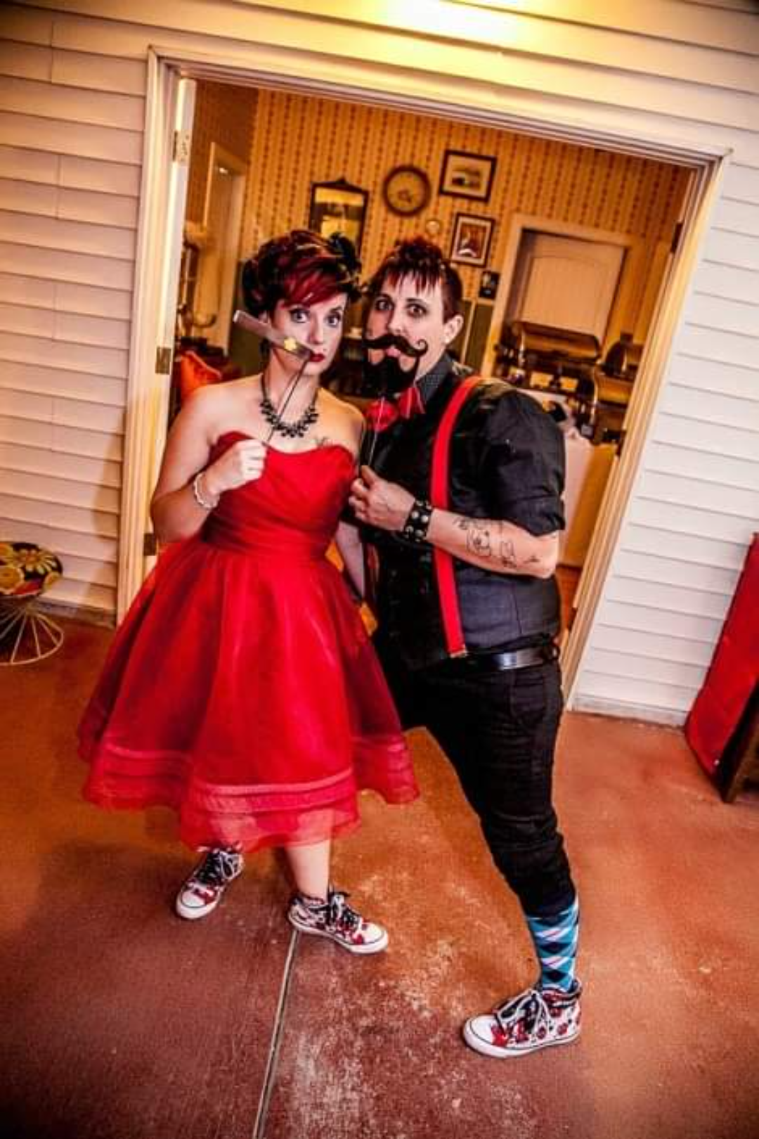 Rockabilly wedding nontraditional red wedding dress Photos by Charles Lee Photography5