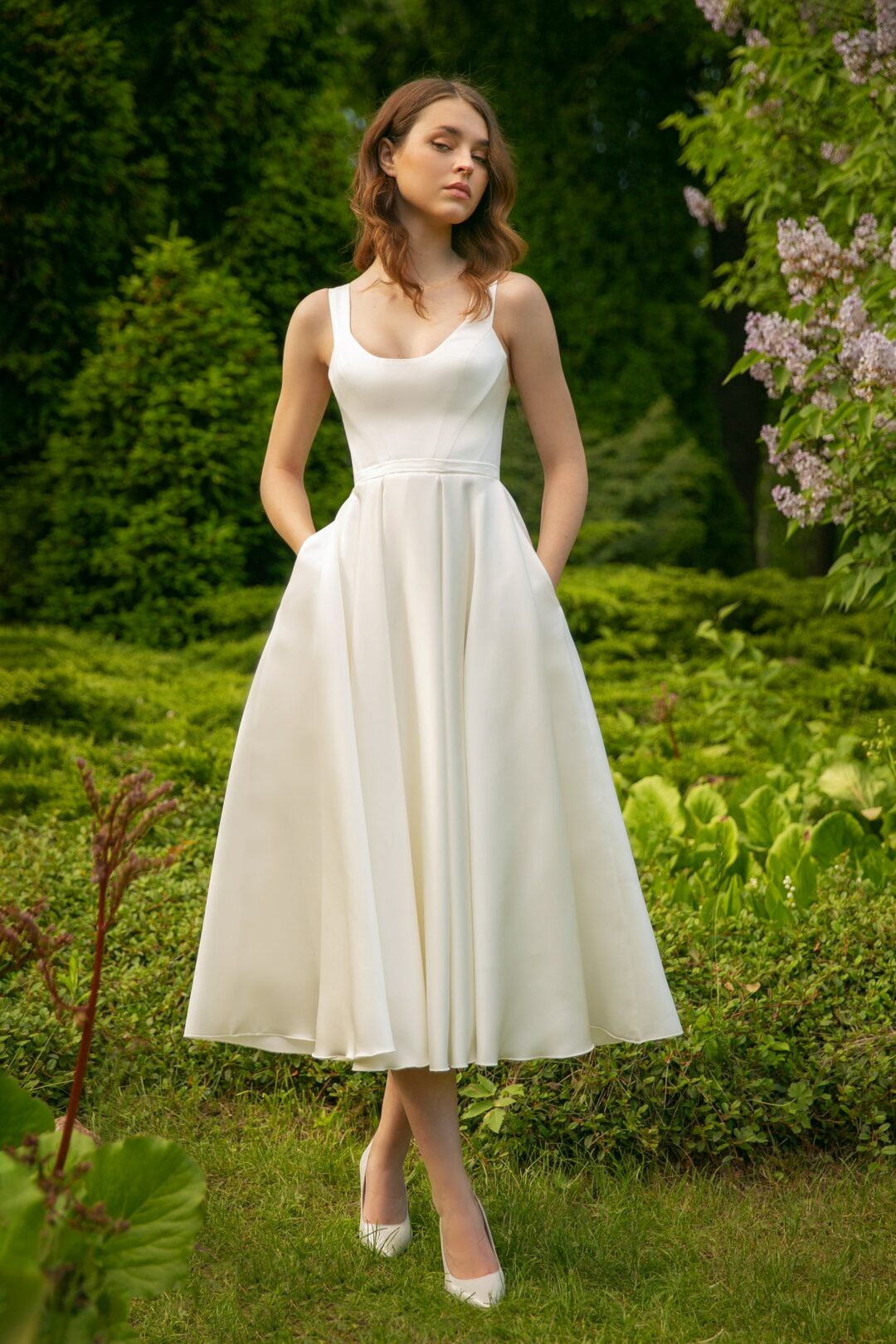 Satin wedding dress BARBARA MIDI