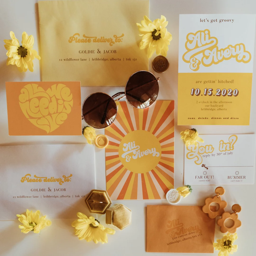 Vintage Colorful Wedding Invitations – Digital Files