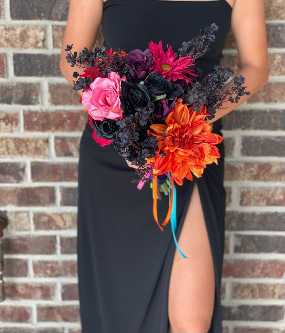 Goth bride black floral bouquet