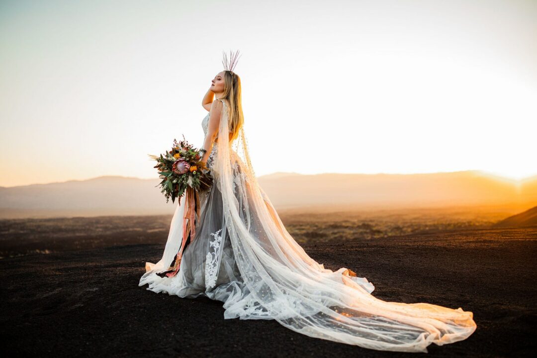 Gold Star Celestial Draped Wedding Cape