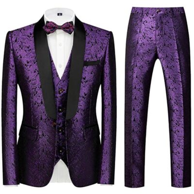 3 Piece Skinny-Cut Paisley Suit