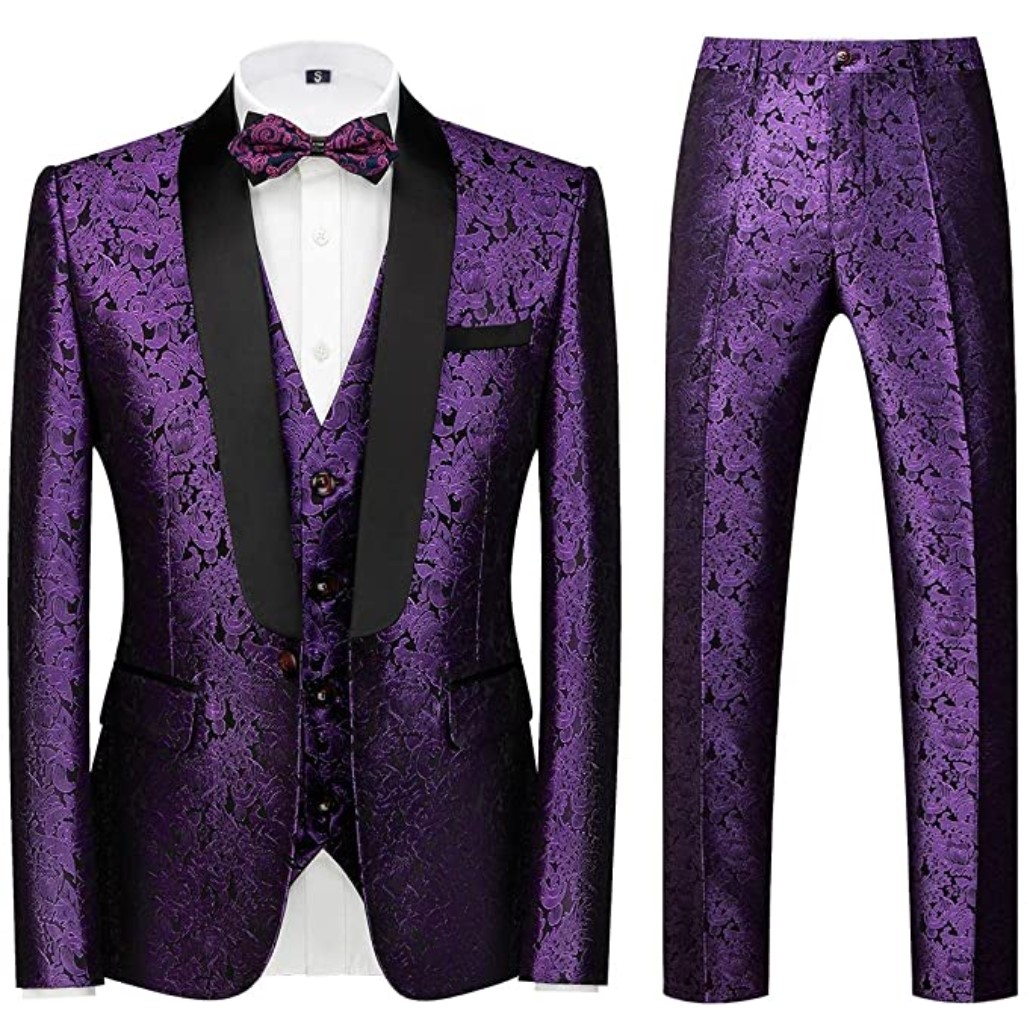 3 Piece Skinny-Cut Paisley Suit