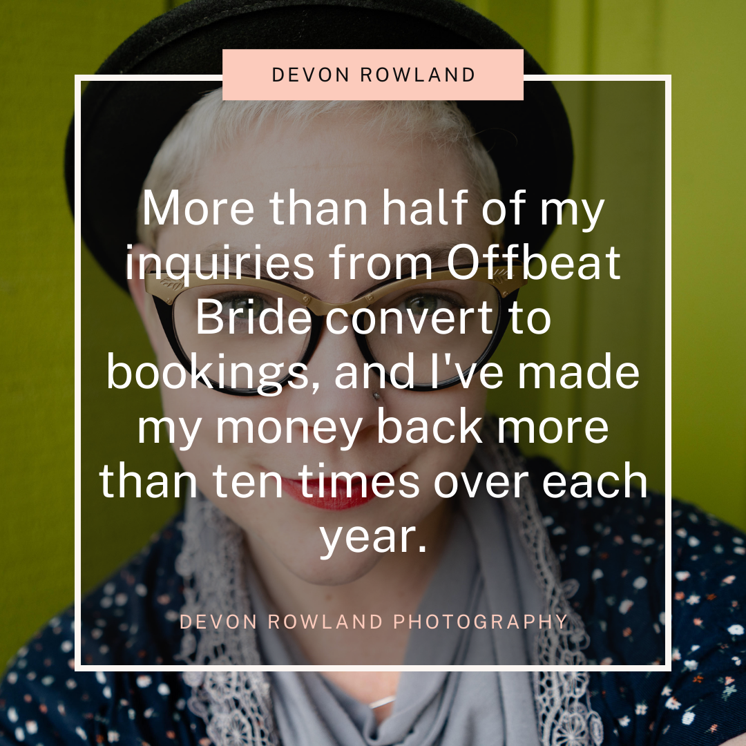 Offbeat Bride Vendor Guide Testimonial