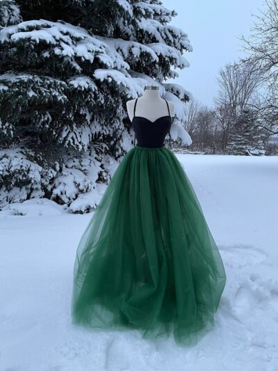 EMERALD Tulle Maxi Skirt, Any Size, Any Length, Any Color