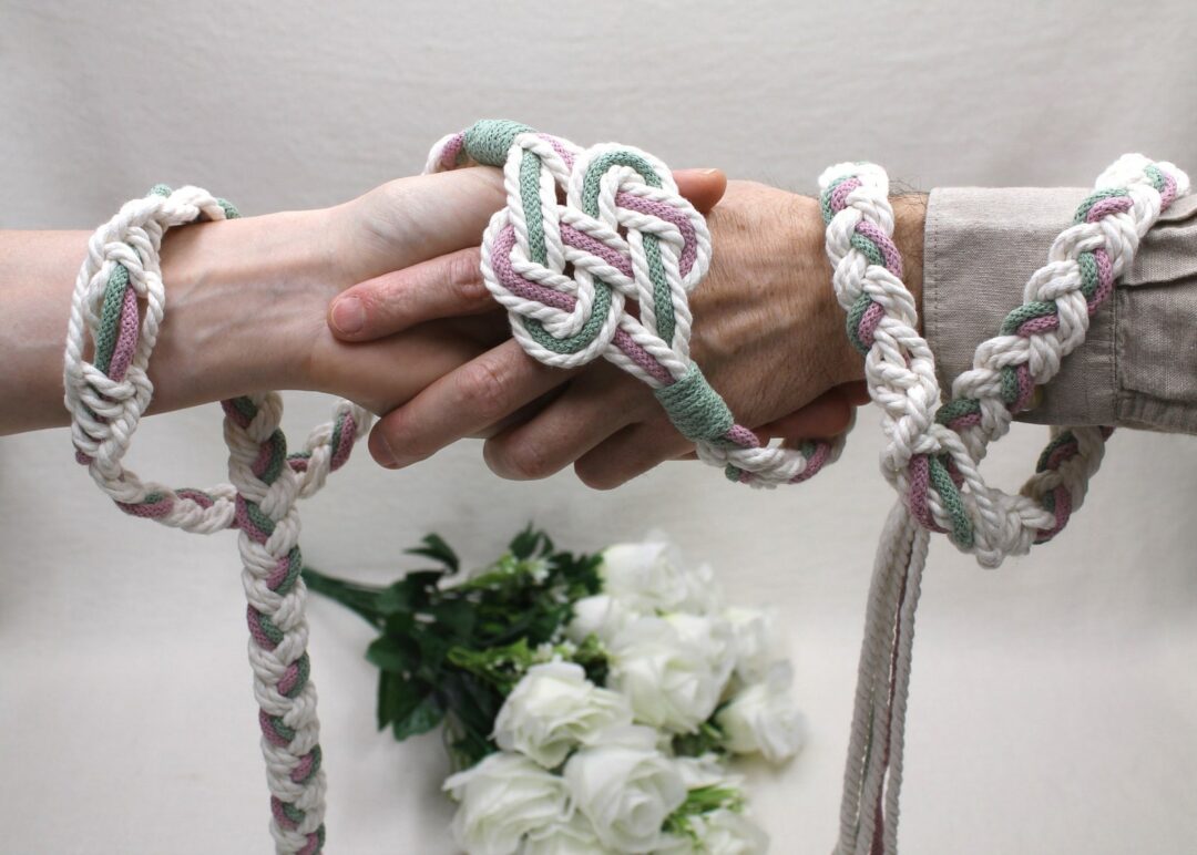Handfasting Cords – 2 Hearts Knot – Custom Colors – Wedding Rope – Natural Cotton cord/ribbon