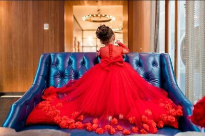 Red tulle alternative flowergirl dress