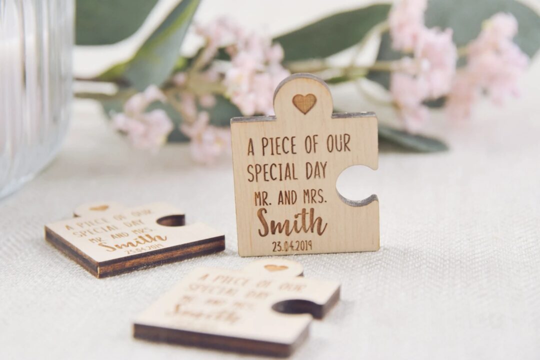 Personalized save the date puzzle magnets