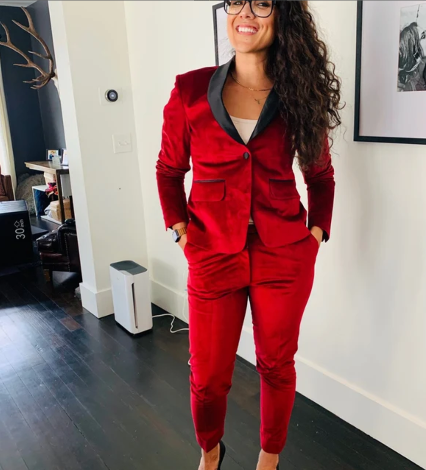 Red Velvet Custom Made Designer suit for women