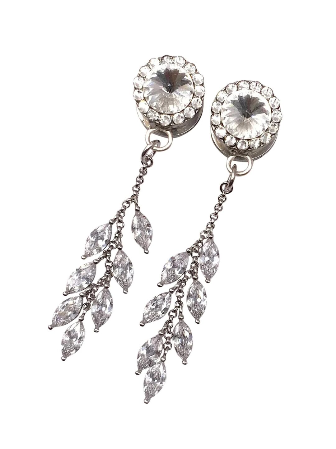 Swarovski Crystal with CZ Leaf Chain Bridal Plugs