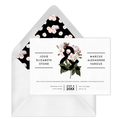 Bold botanical email wedding invitations