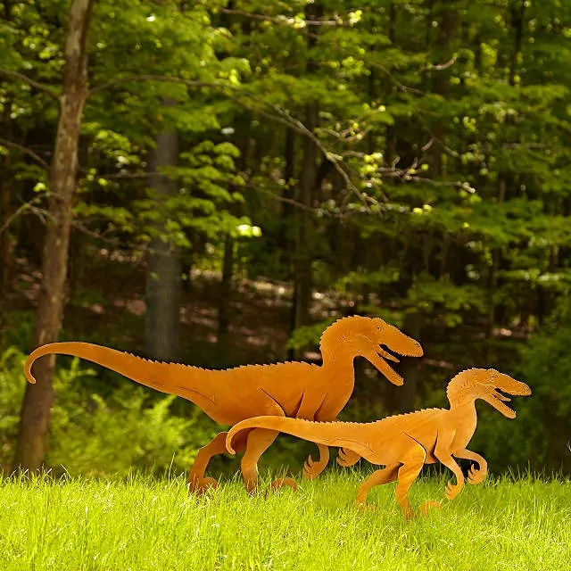 Velociraptor Garden Sculpture Set