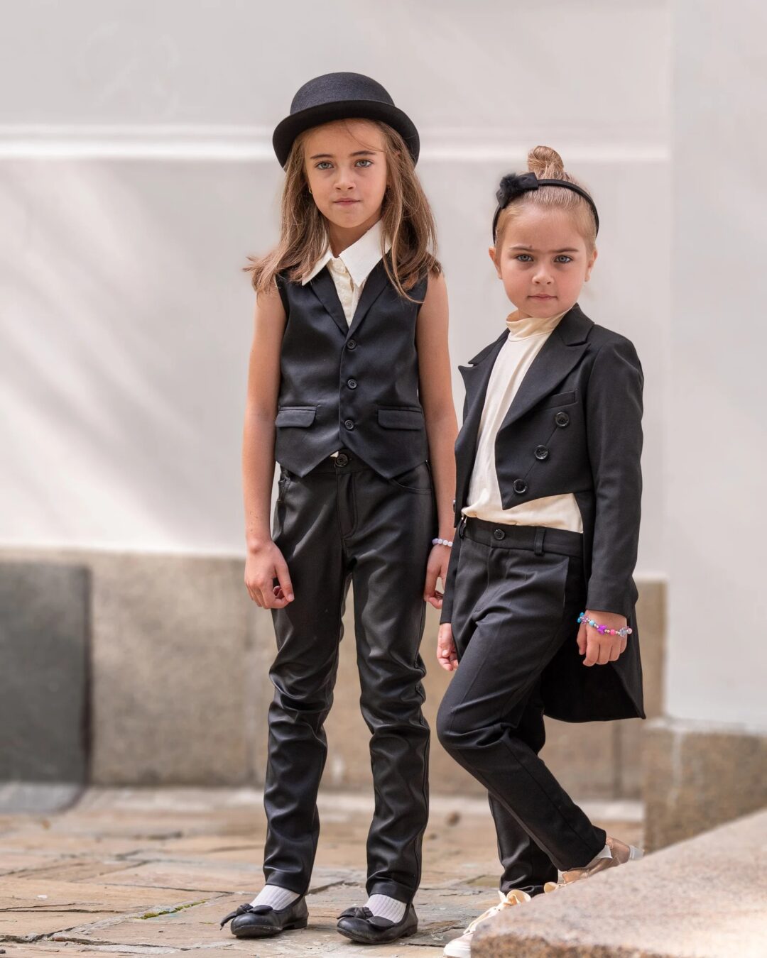Girls Black Tailcoat Tuxedo Suit