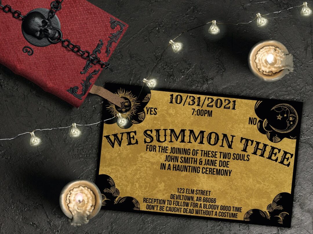 Halloween Ouija Board Wedding Invitation, Editable Canva Template