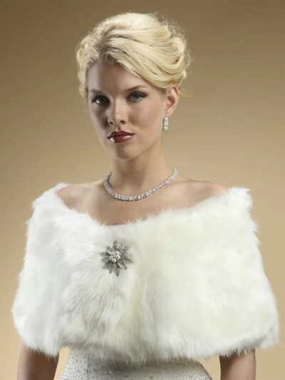 FAUX FUR BRIDAL WRAP in ivory or black