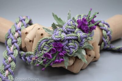 Customisable Purple Handfasting Cord with heather florals