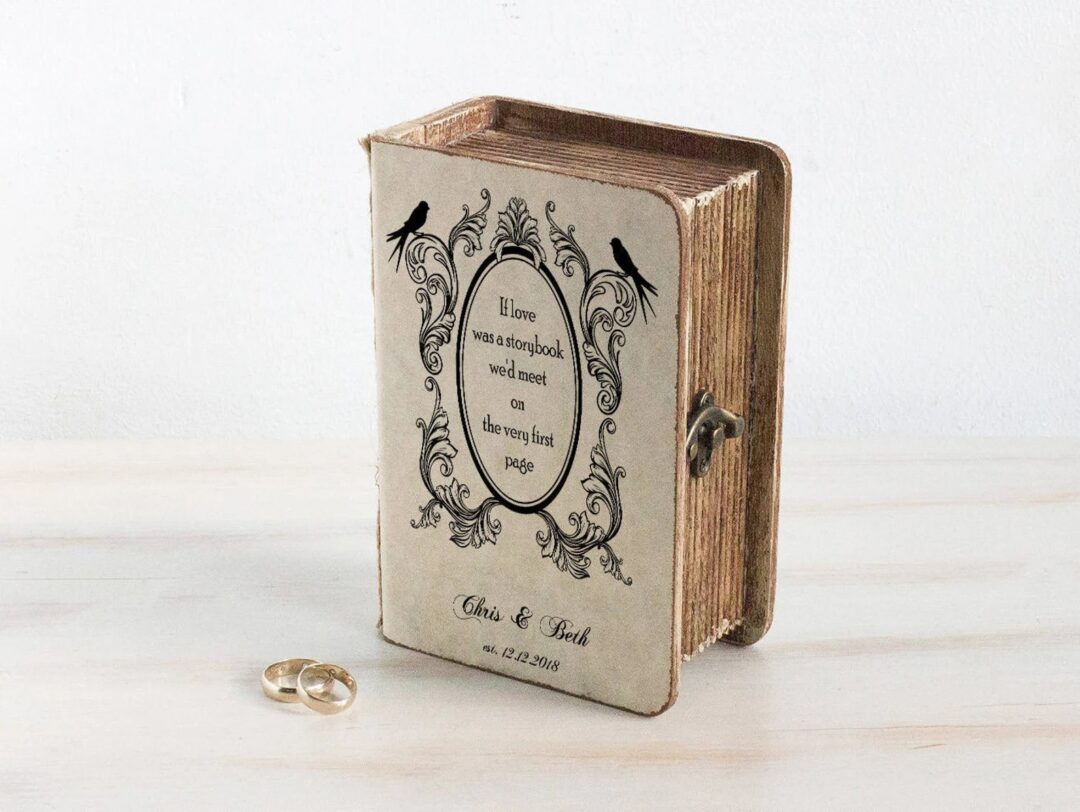 Rustic ring bearer box with personalization inside