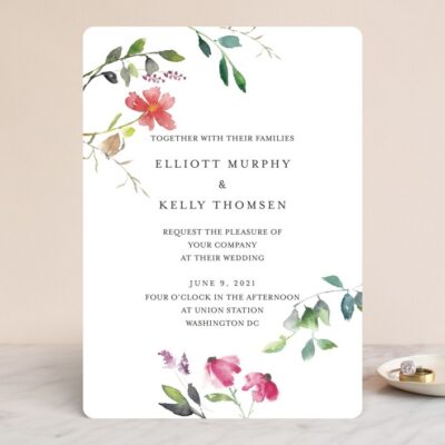 Spring wildflowers wedding invitations