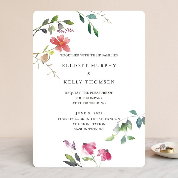 Spring wildflowers wedding invitations