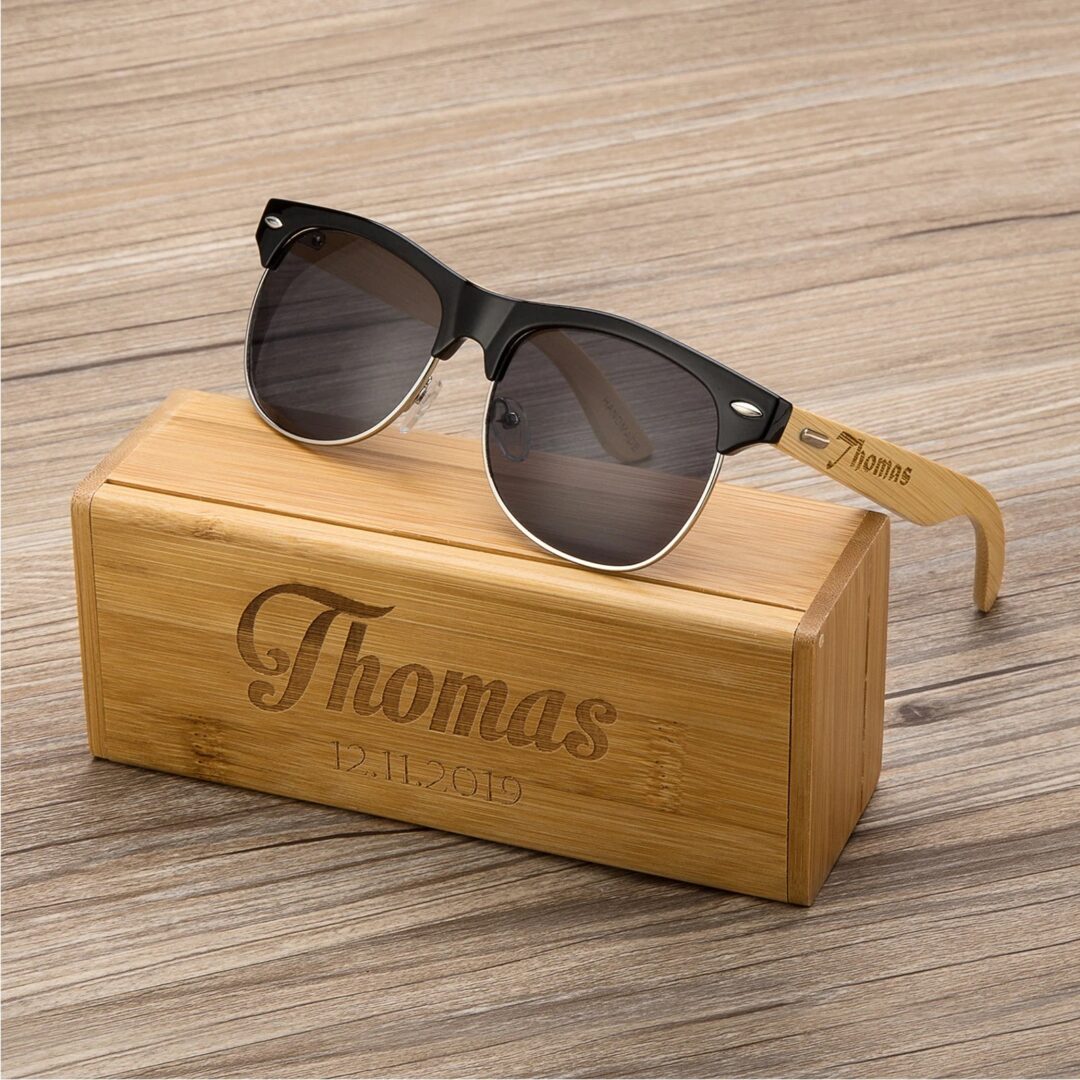 Personalized classic unisex bamboo wood sunglasses