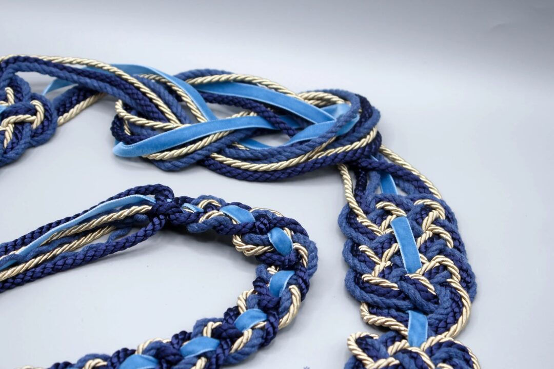 Handfasting Cord: Blue + Gold + Velvet