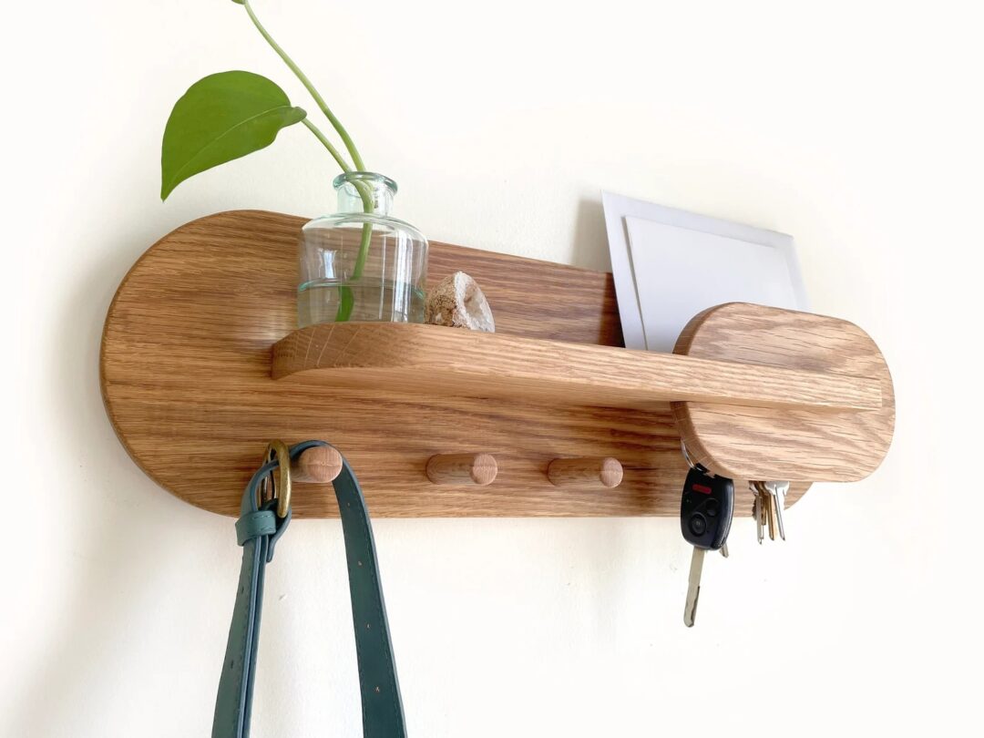 Entryway Organization, Key Holder, Wall Mount Coat Rack with Shelf