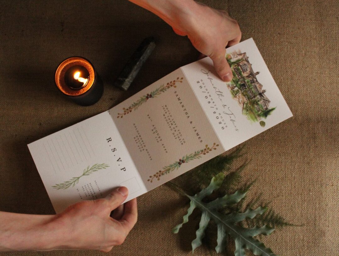 Painted Wedding Venue Invitation – custom illustrated with your venue