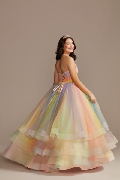 Pastel rainbow wedding gown