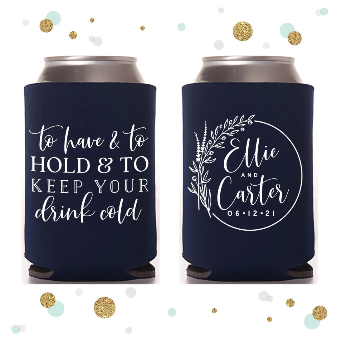 “To have and to hold” customized wedding can coolers