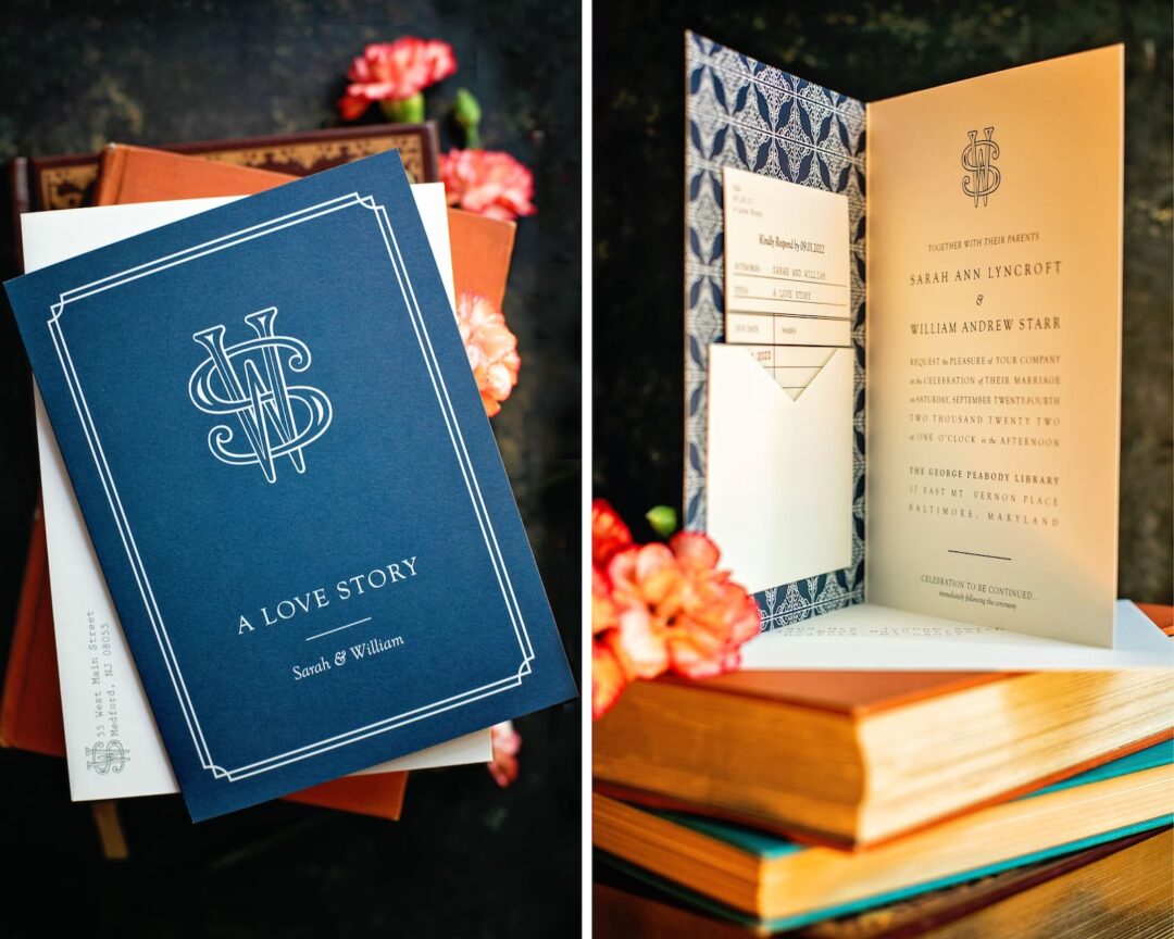 Literary wedding invitation suite