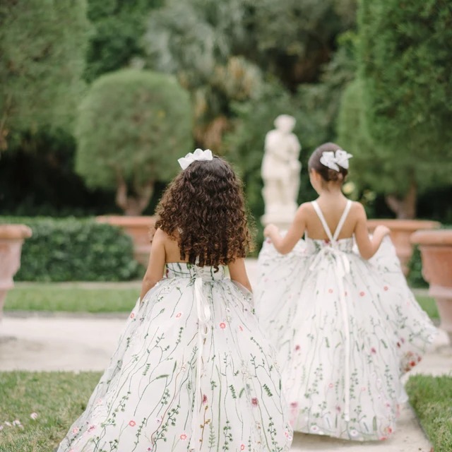 Floral Lace Full Length Flower Girl Dress