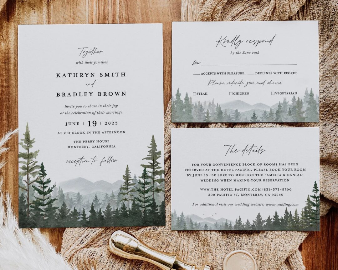 Mountain Wedding Invitation Template Set
