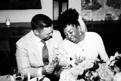 A multiracial couple celebrates their wedding in Tarrytown NY.