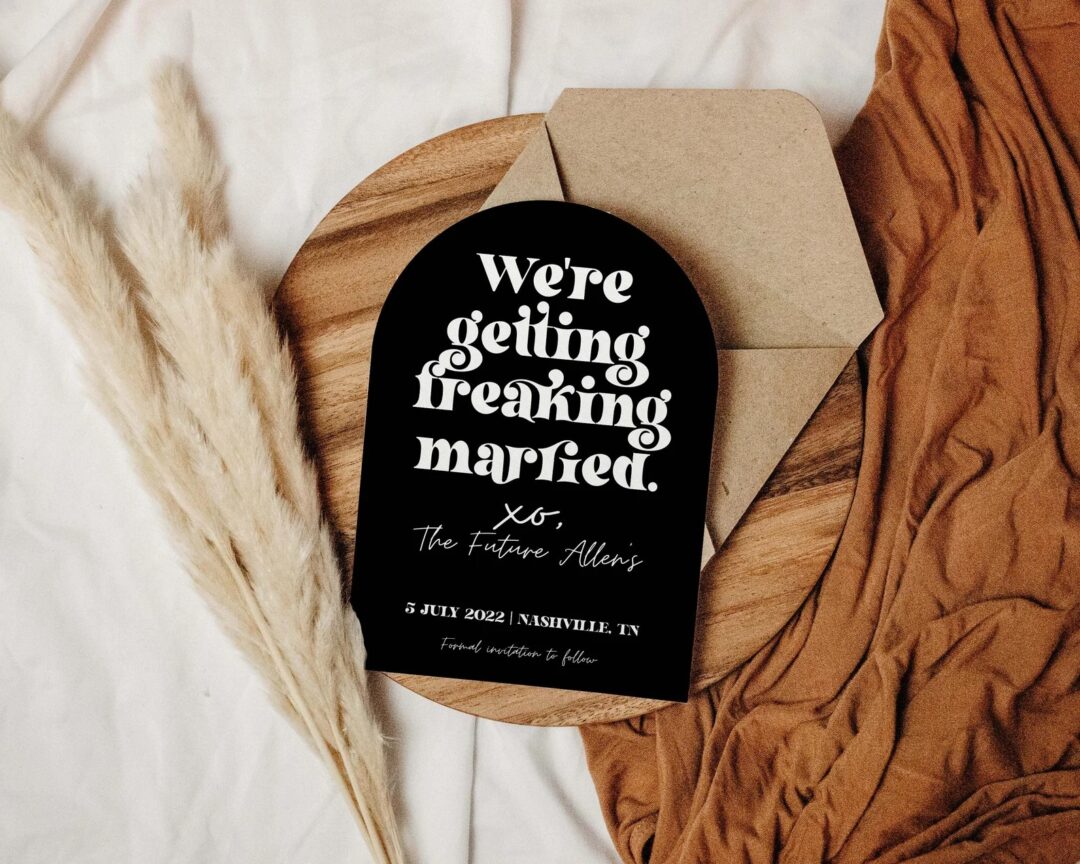 We’re Getting Freaking Married customizable save the date cards
