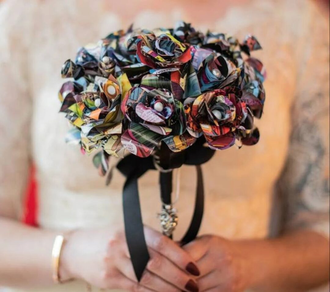 Comic Book Bouquet and Boutonniere, Superhero Themed Wedding